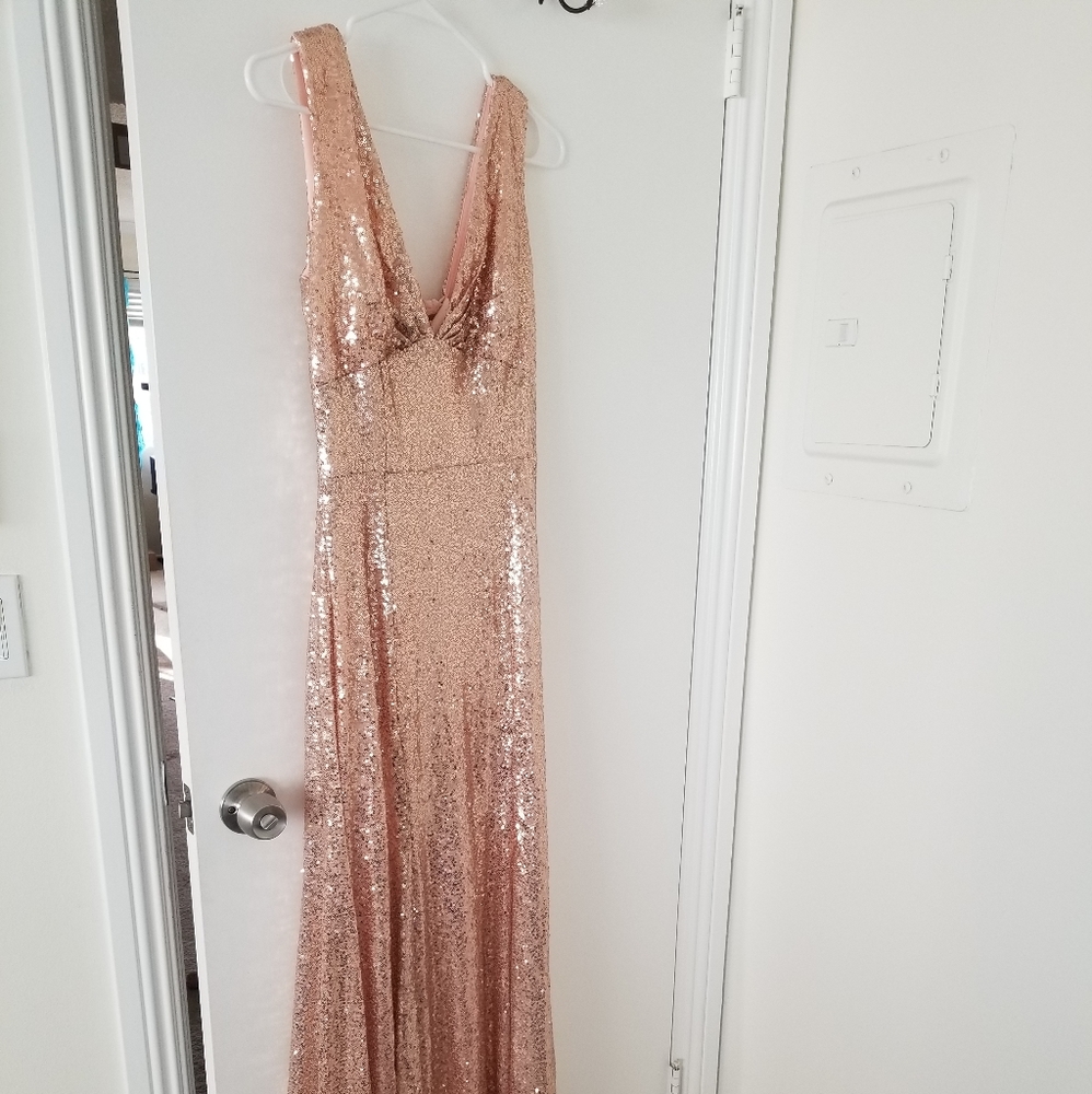 NWT Rose gold sequin gown